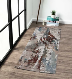 Alan Polypropylene Abstract Runner Rust and Cream