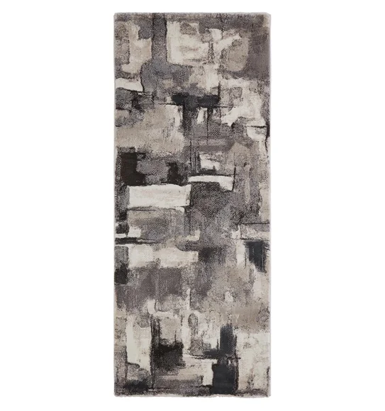 Alan Polypropylene Abstract Runner Cream and Grey