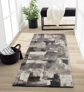 Alan Polypropylene Abstract Runner Cream and Grey