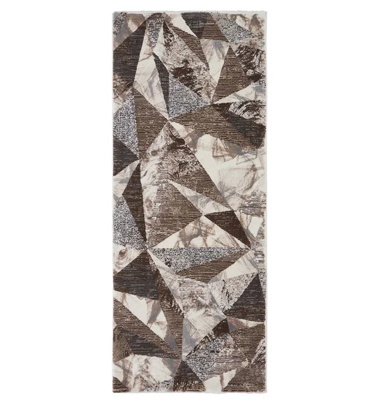 Alan Polypropylene Geometric Runner Brown and Grey