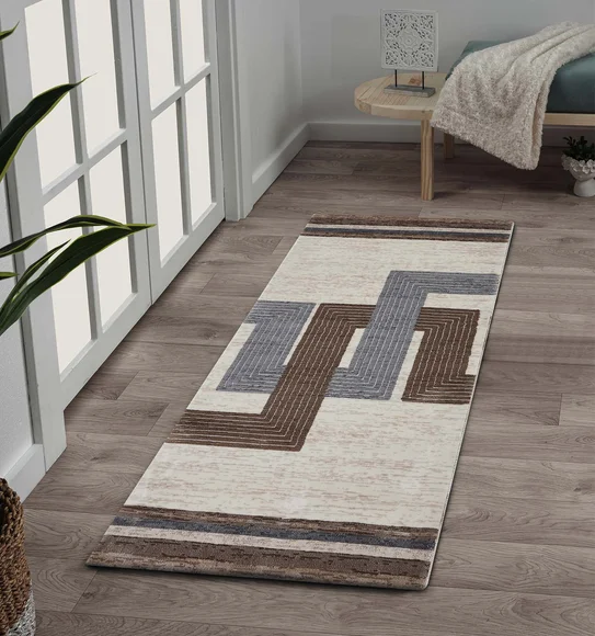 Alan Polypropylene Modern Runner Brown and Grey