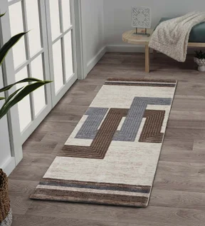 Alan Polypropylene Modern Runner Brown and Grey