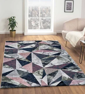 Alan Polypropylene Geometric Carpet Peach and Olive
