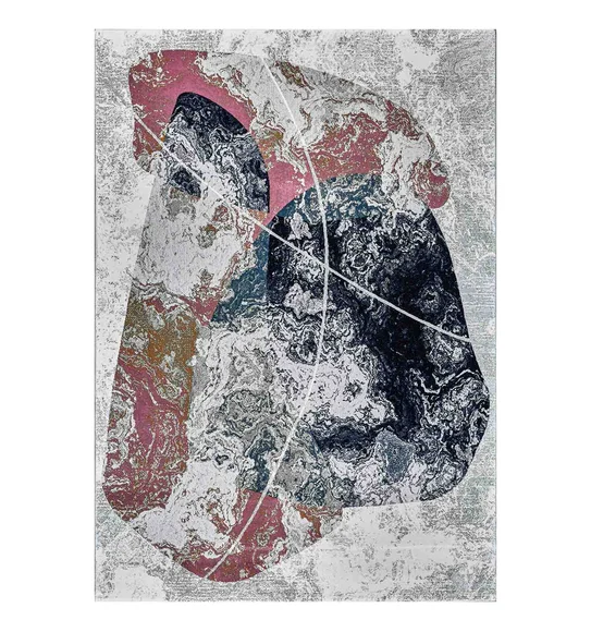 Alan Polypropylene Abstract Carpet Peach and Blue