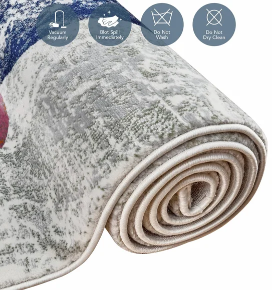Alan Polypropylene Abstract Carpet Peach and Blue