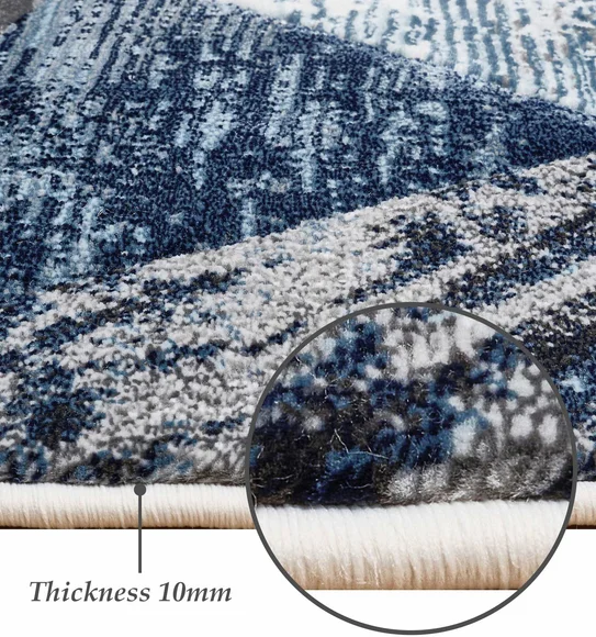 Alan Polypropylene Geometric Carpet Blue and Cream