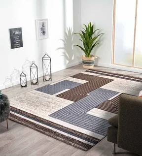 Alan Polypropylene Modern Carpet Brown and Grey