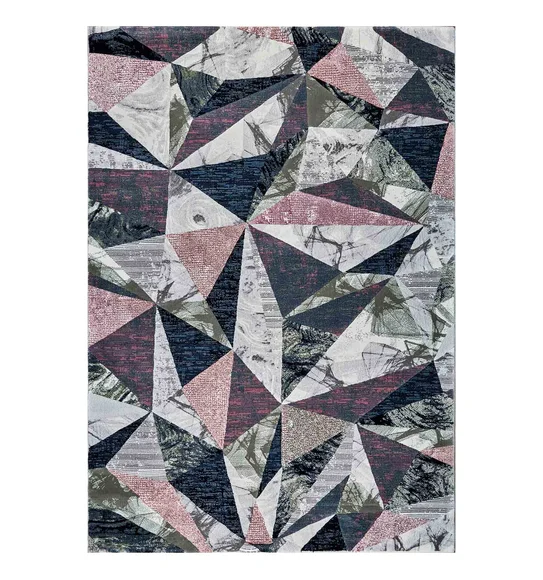 Alan Polypropylene Geometric Carpet Peach and Olive