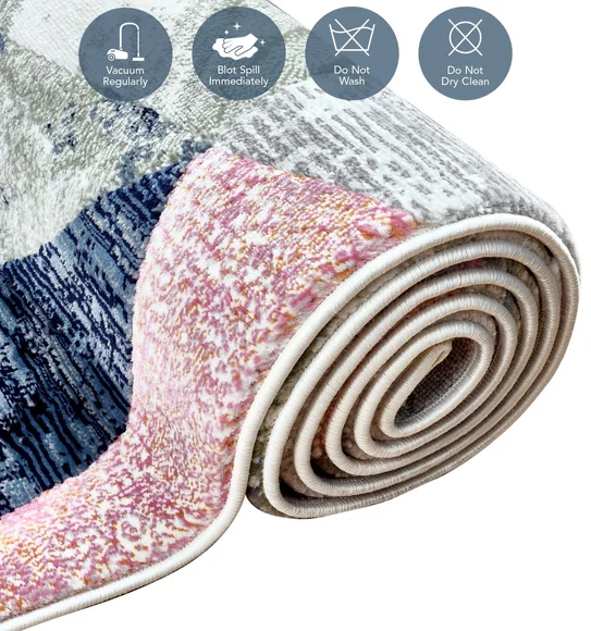 Alan Polypropylene Geometric Carpet Peach and Olive