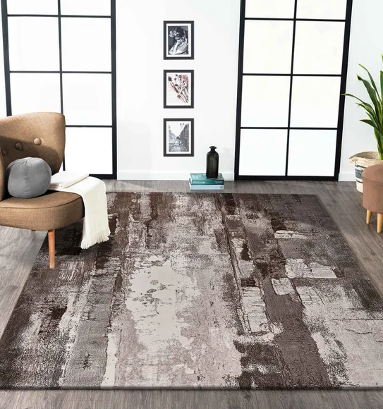 Alan Polypropylene Abstract Carpet Brown and Cream