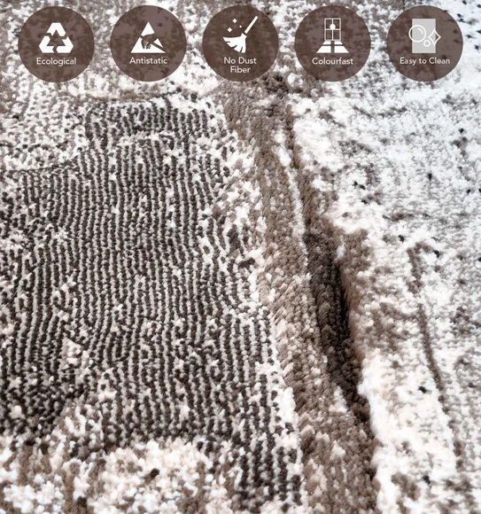 Alan Polypropylene Abstract Carpet Brown and Cream