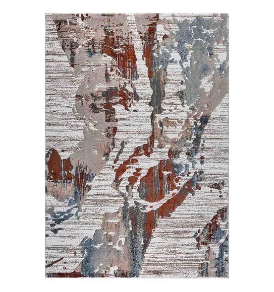 Alan Polypropylene Abstract Carpet Rust and Cream