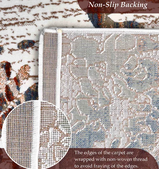 Alan Polypropylene Abstract Carpet Rust and Cream