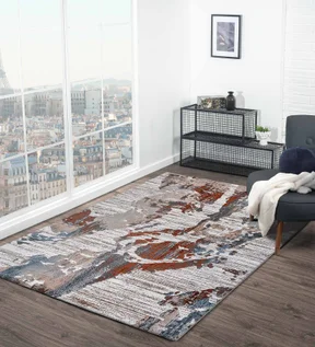 Alan Polypropylene Abstract Carpet Rust and Cream