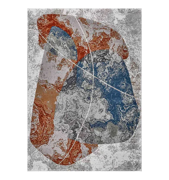 Alan Polypropylene Abstract Carpet Rust and Blue