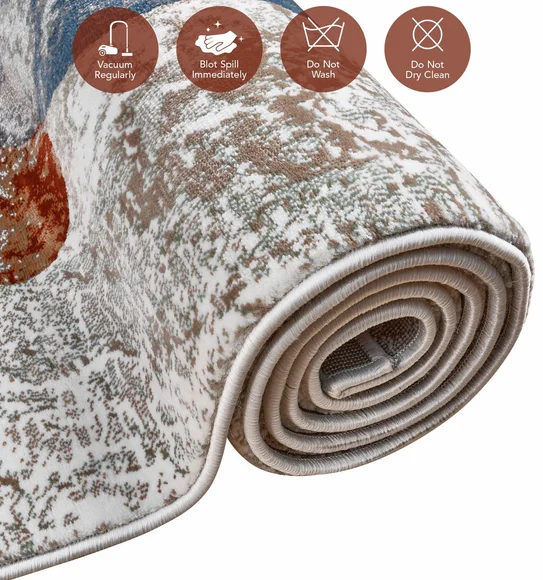 Alan Polypropylene Abstract Carpet Rust and Blue