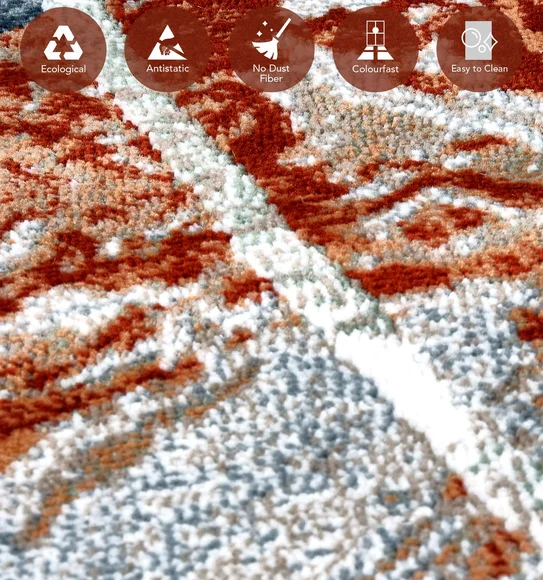 Alan Polypropylene Abstract Carpet Rust and Blue