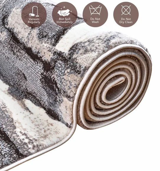 Alan Polypropylene Abstract Carpet Cream and Grey