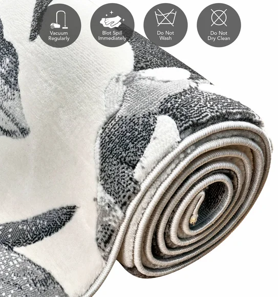 Alan Polypropylene Floral Carpet D.Grey and Cream
