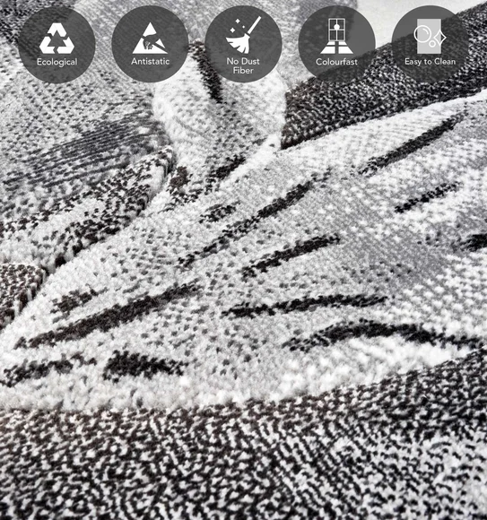 Alan Polypropylene Floral Carpet D.Grey and Cream