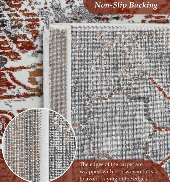 Alan Polypropylene Neo Classical Carpet Grey and Rust