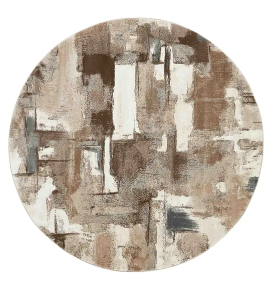 Alan Floral Round Shaped Carpet Brown Cream