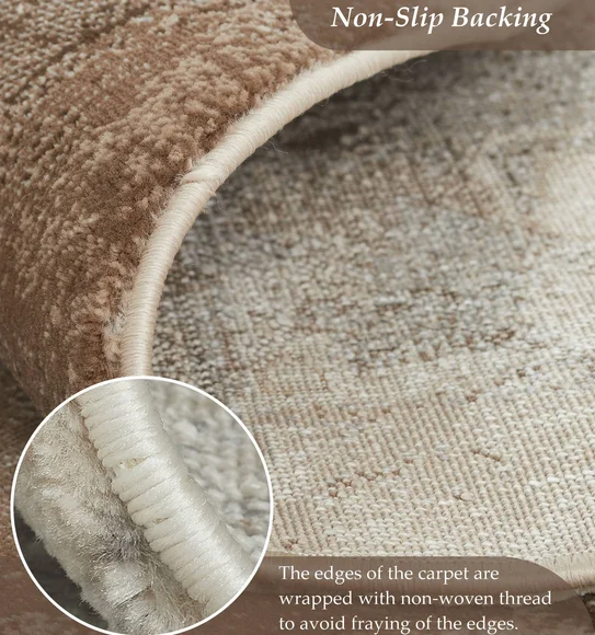 Alan Floral Round Shaped Carpet Brown Cream
