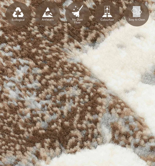 Alan Floral Round Shaped Carpet Brown Cream