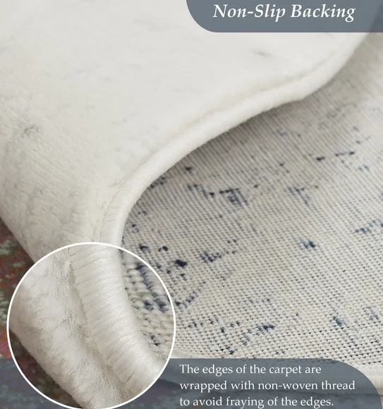Alan Abstract Round Shaped Carpet Peach and Blue