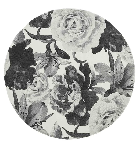 Alan Geometric Round Shaped Carpet D.Grey and Cream