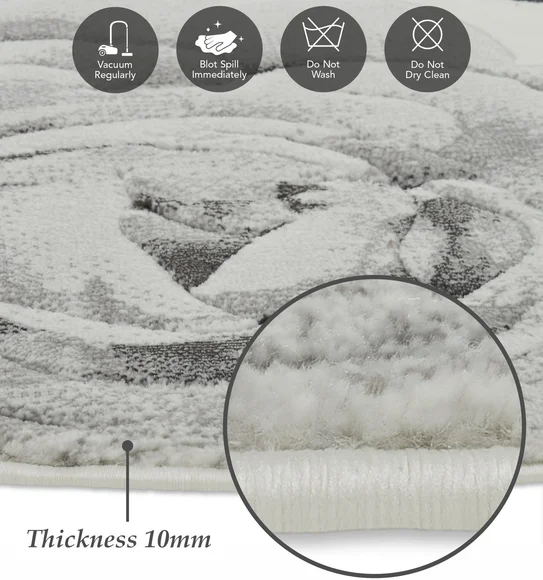 Alan Geometric Round Shaped Carpet D.Grey and Cream
