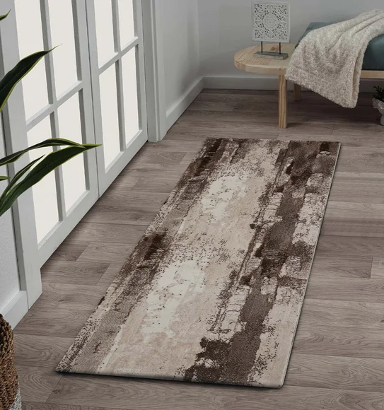 Alan Polypropylene Abstract Runner Brown and Cream