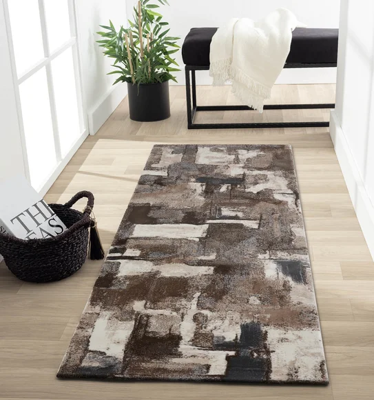 Alan Polypropylene Abstract Runner Brown Cream