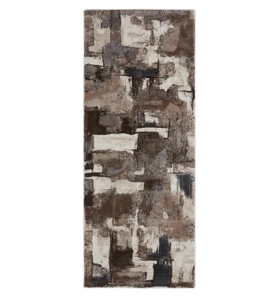 Alan Polypropylene Abstract Runner Brown Cream