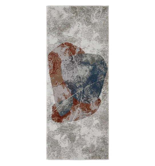 Alan Polypropylene Abstract Runner Rust and Blue