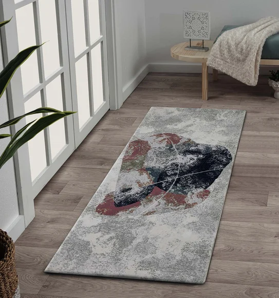 Alan Polypropylene Abstract Runner Peach and Blue
