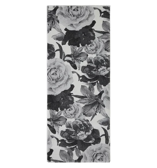 Alan Polypropylene Floral Runner D.Grey and Cream