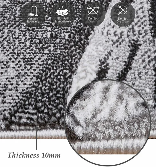 Alan Polypropylene Floral Runner D.Grey and Cream