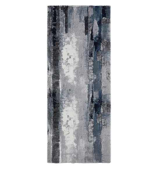 Alan Polypropylene Abstract Runner Blue and Grey