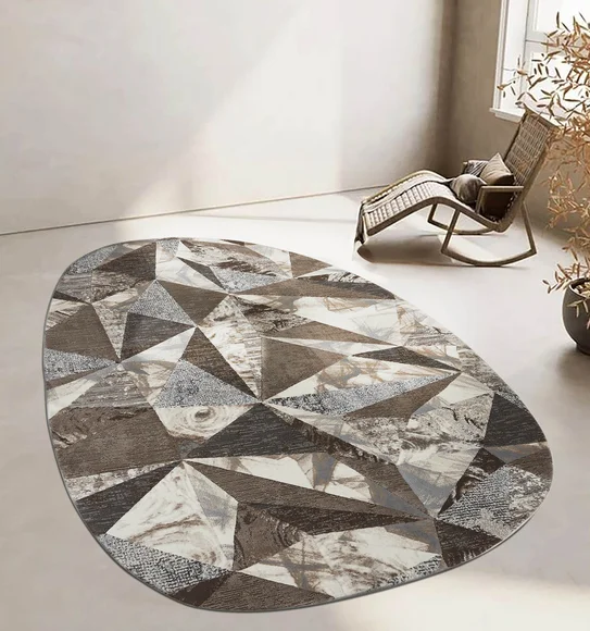 Alan Polypropylene Oval Shape Carpet Brown and Grey