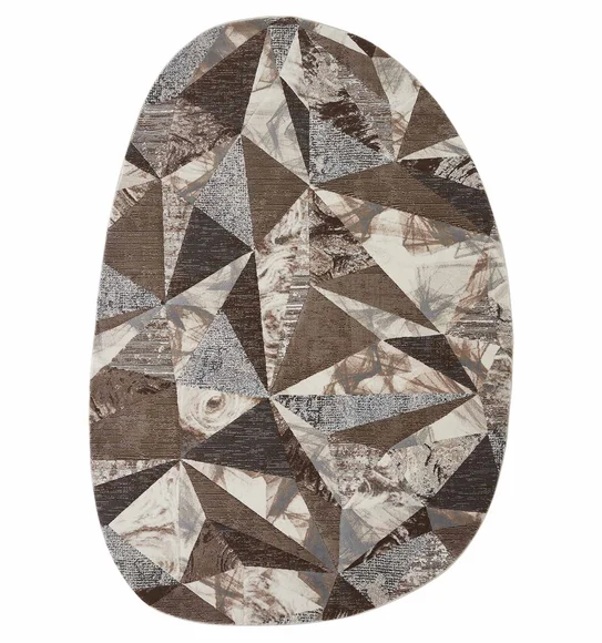 Alan Polypropylene Oval Shape Carpet Brown and Grey