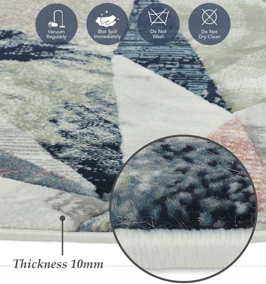 Alan Geometric Round Shaped Carpet Peach and Olive