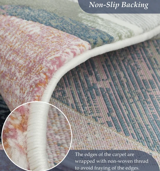 Alan Geometric Round Shaped Carpet Peach and Olive