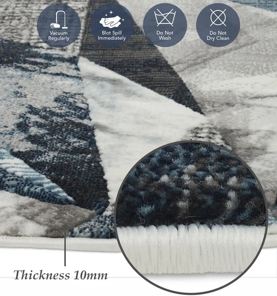 Alan Floral Round Shaped Carpet Blue and Cream