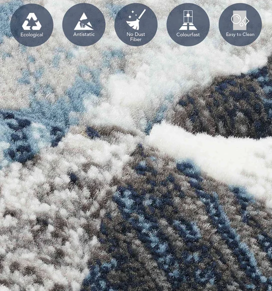 Alan Floral Round Shaped Carpet Blue and Cream