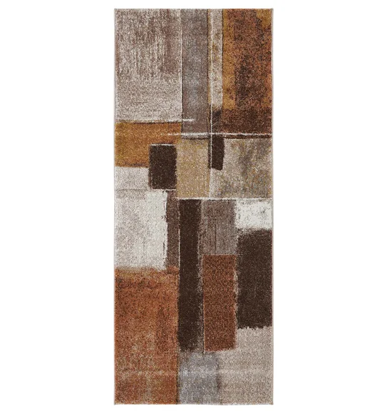 Diamond Polypropylene Abstract Runner Brown and Cream