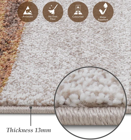 Diamond Polypropylene Abstract Runner Brown and Cream