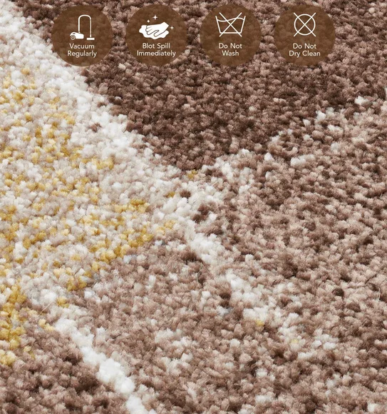 Diamond Polypropylene Abstract Runner Brown and Cream