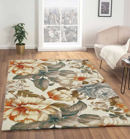 Diamond Machine Made Carpet Cream and Blue