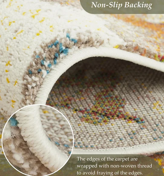 Diamond Machine Made Carpet Cream and Blue